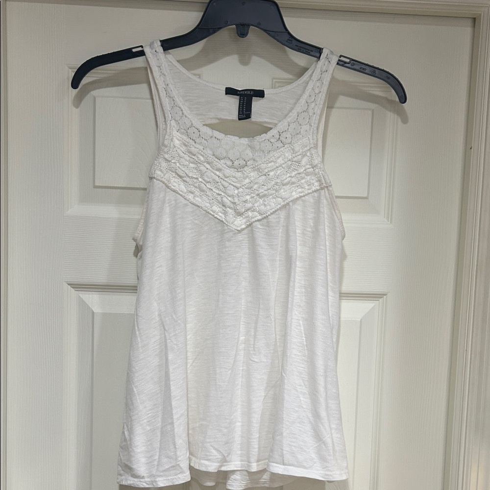 Forever 21 White Floral Lace Tank Top